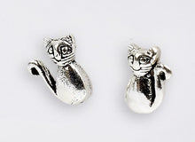 silver cat earrings