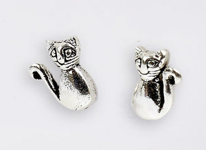 silver cat earrings