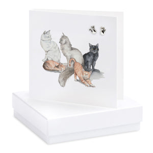 silver cat earrings