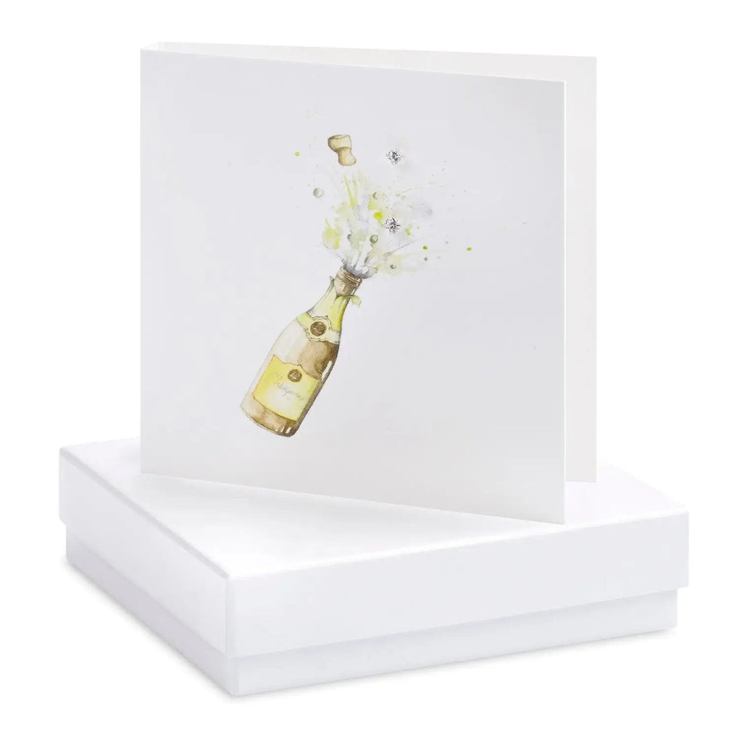 Champagne Bottle with crystal earrings