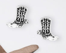 silver cowboy boot earrings