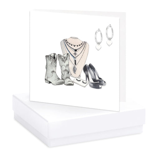 Cowgirl Boots & Shoes - Sterling Silver Loop with Heart Earrings