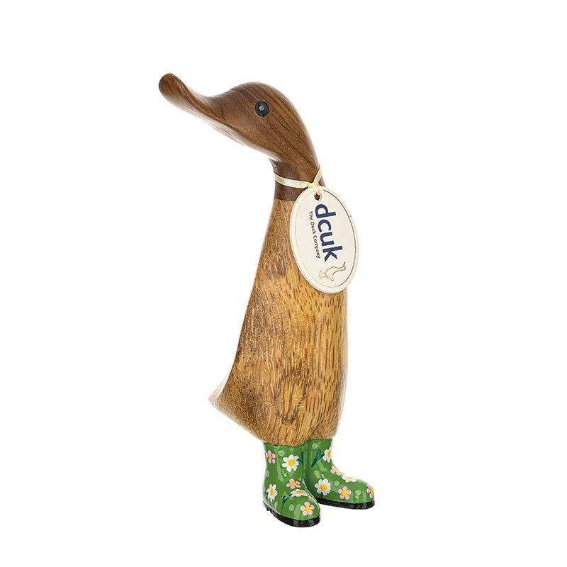 DCUK Duckling With Green Floral Wellies - Maisie