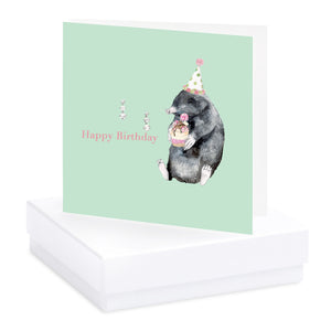happy birthday mole with crystal drop earrings