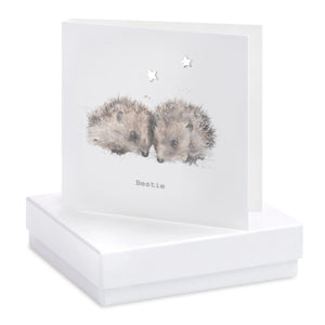 hedgehog silver star earrings