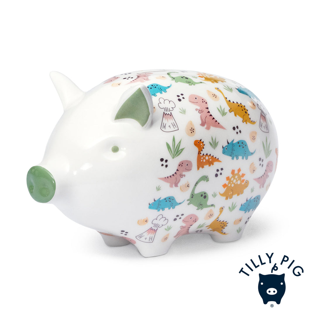 tilly pig dinosaur print piggy bank