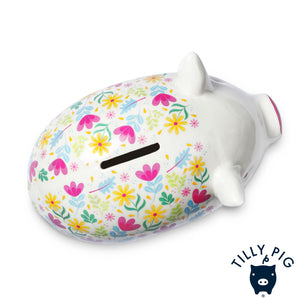 tilly pig flower print piggy bank