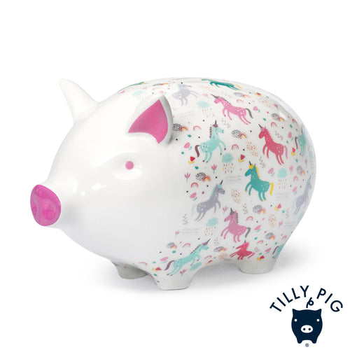 tilly pig unicorn print piggy bank