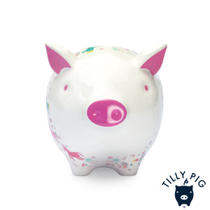 tilly pig unicorn print piggy bank
