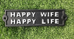 cast iron wall sign happy wife happy life