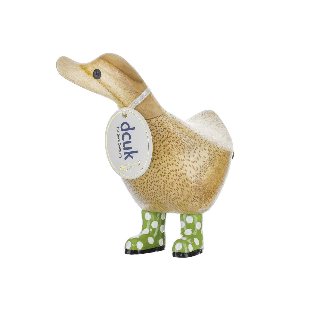 dcuk ducky green spotty wellies