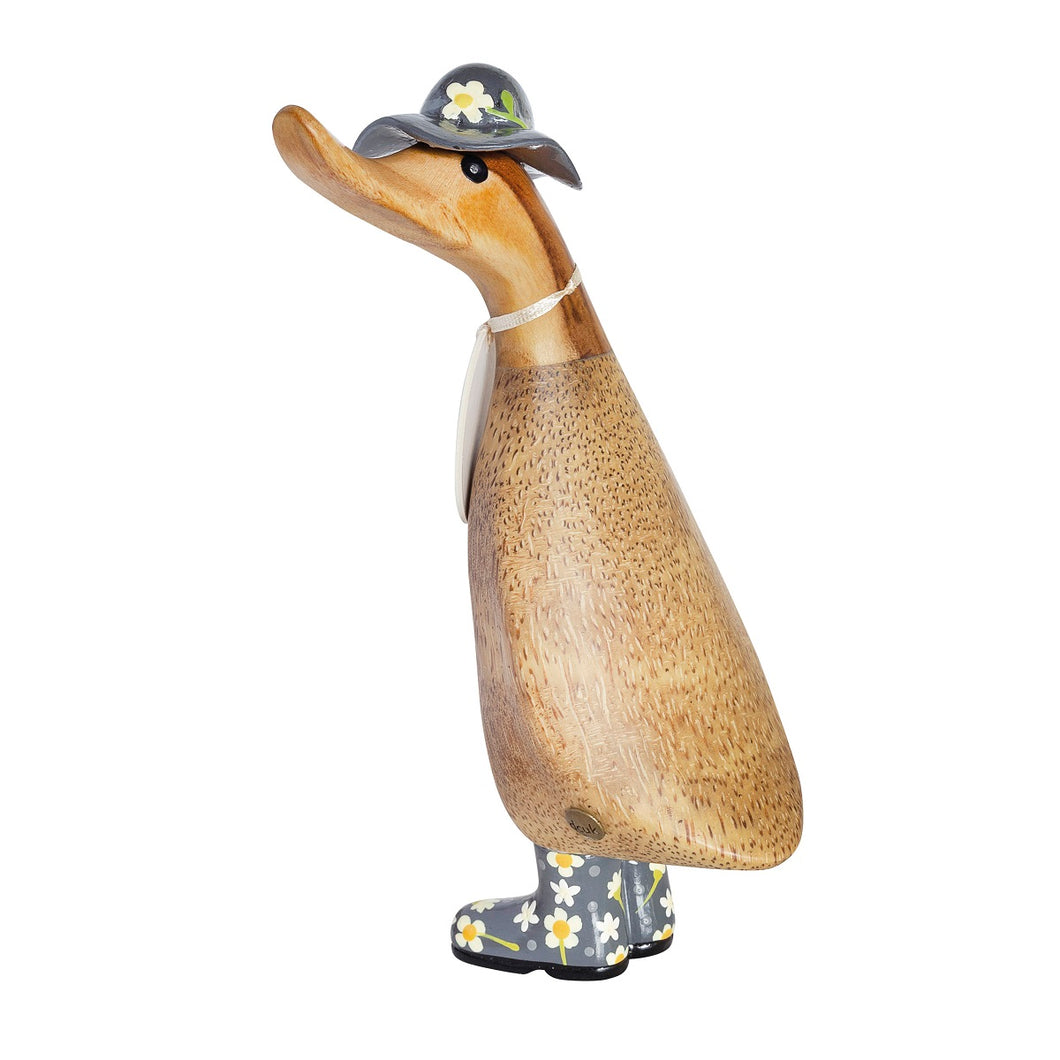 dcuk duckling grey floral wellies and hat