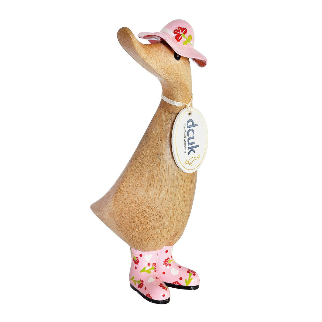 dcuk duckling pink floral wellies and hat