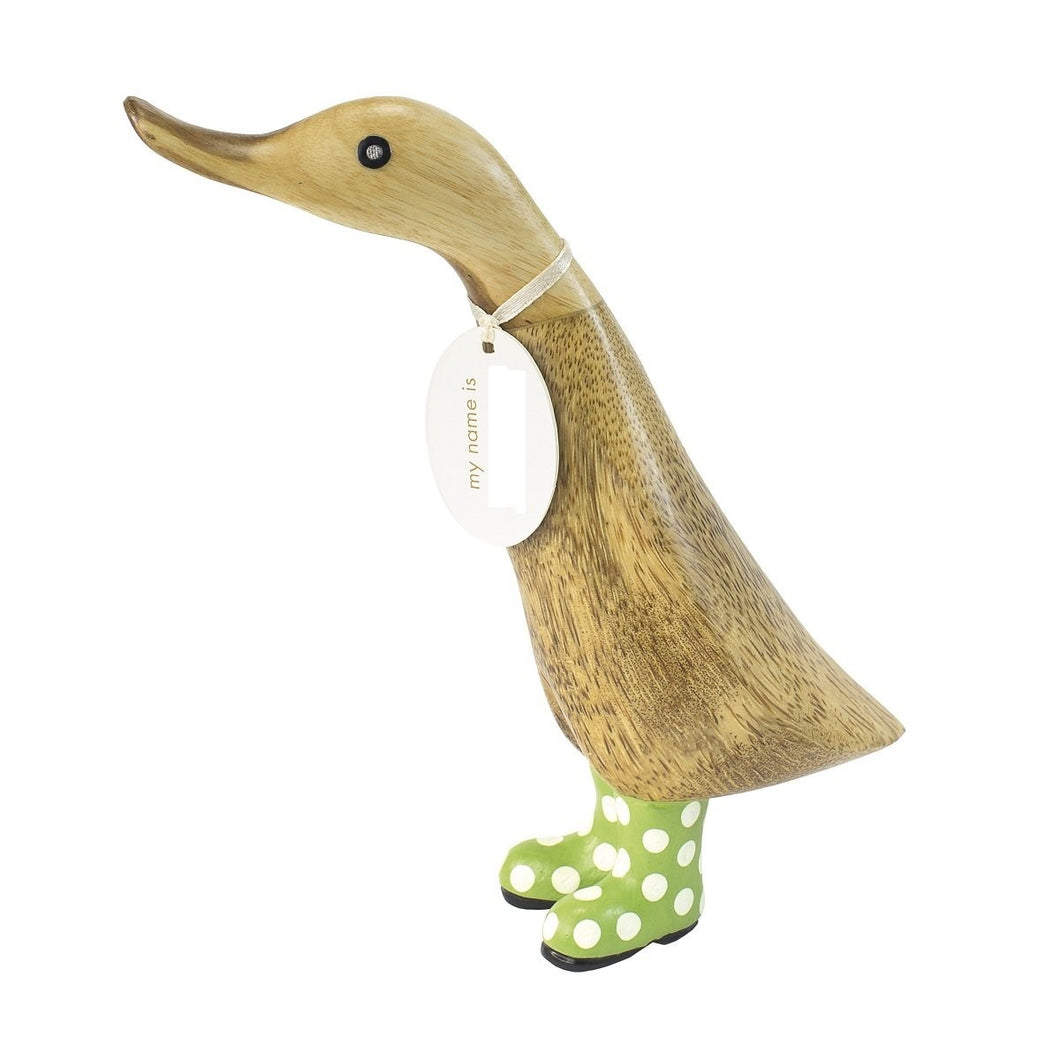 dcuk duckling with green white spot wellies