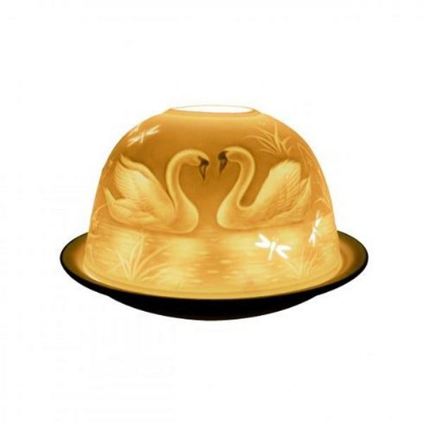 light glow swans tea light candle holder