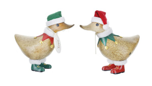 dcuk duckling wearing green elf hat and boots