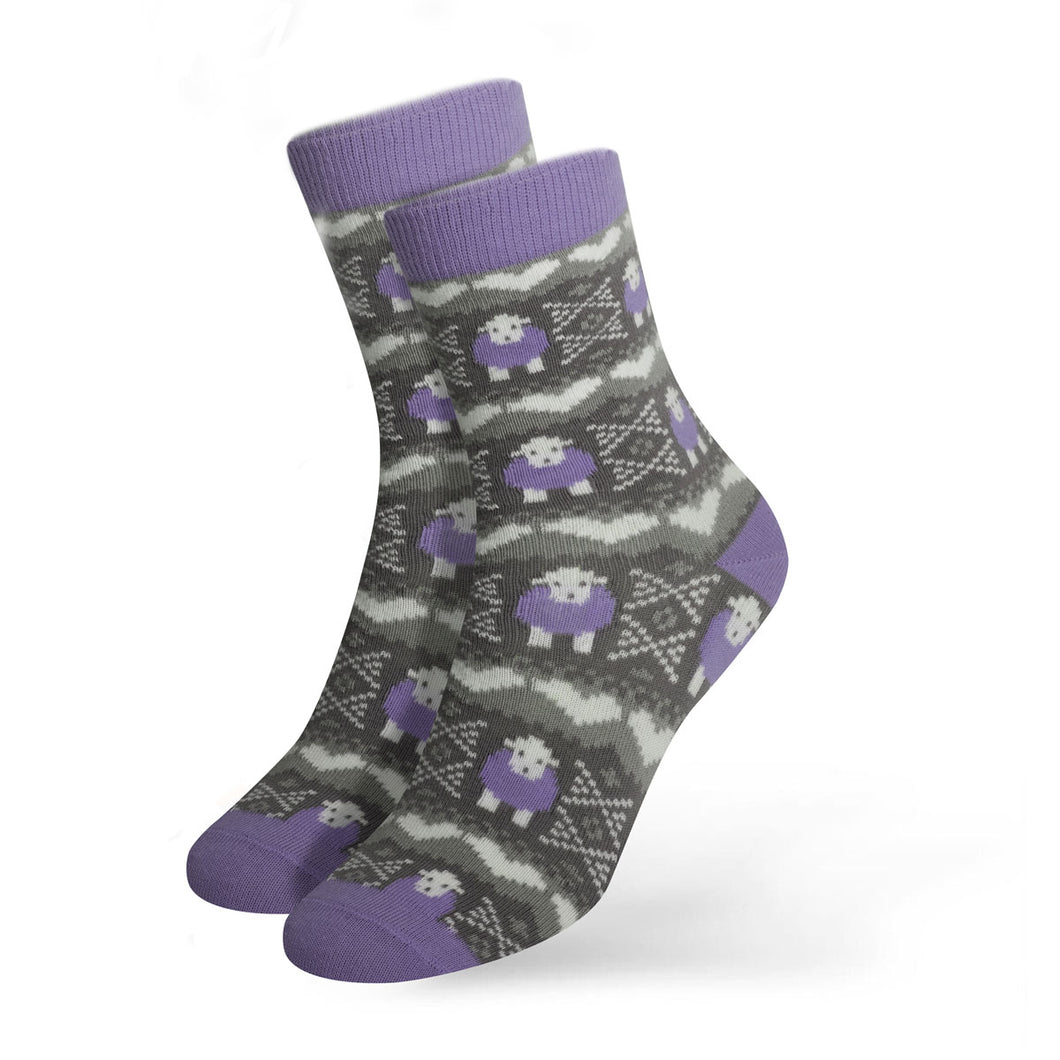herdy purple fair isle socks size 4 - 7