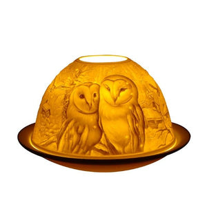 Light Glow Barn Owls Tealight Candle Holder