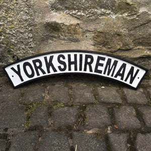 cast iron yorkshireman garden sign imperfect