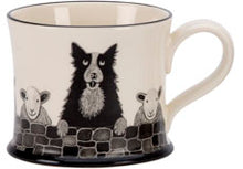 border collie with sheep mug